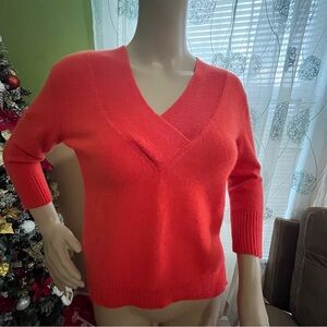 The cashemere Collection by antropologi orange V-Neck Women's Sweater SZ XS